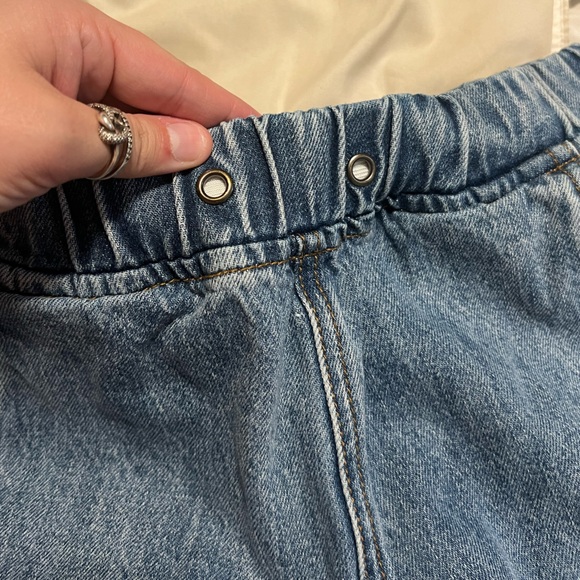 ONE TEASPOON Roadhouse Light Wash Pull-On Wide Leg Jeans w/ Slit Bottoms - Picture 5 of 7